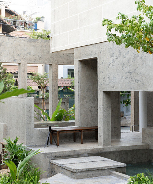 circular and square columns frame views in vietnamese multifunctional space by 324praxis