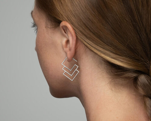 Maze Earrings inspired from the repetition of forms and stepped geometry of the Art Deco