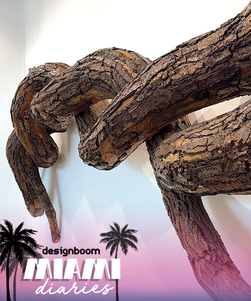 artist henrique oliveira sculpts gnarled nature for ruinart lounge at art basel miami beach