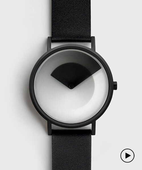 two overlapping gradients in lawa design's analog watch translate time into different patterns